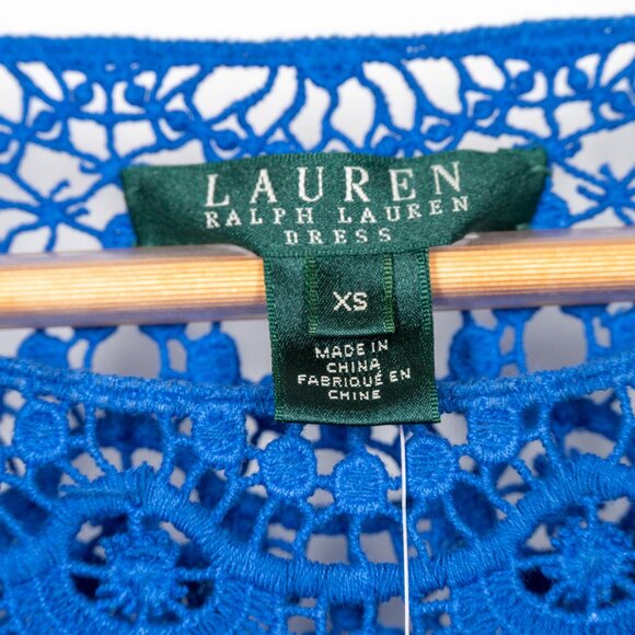 Ralph Lauren Royal Blue Lace Overlay Dress - Size XS - Retail $174 - Picture 7 of 8